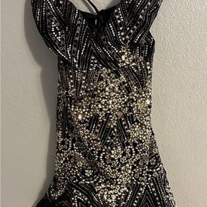 Hello Molly black and gold sequin cocktail dress size small